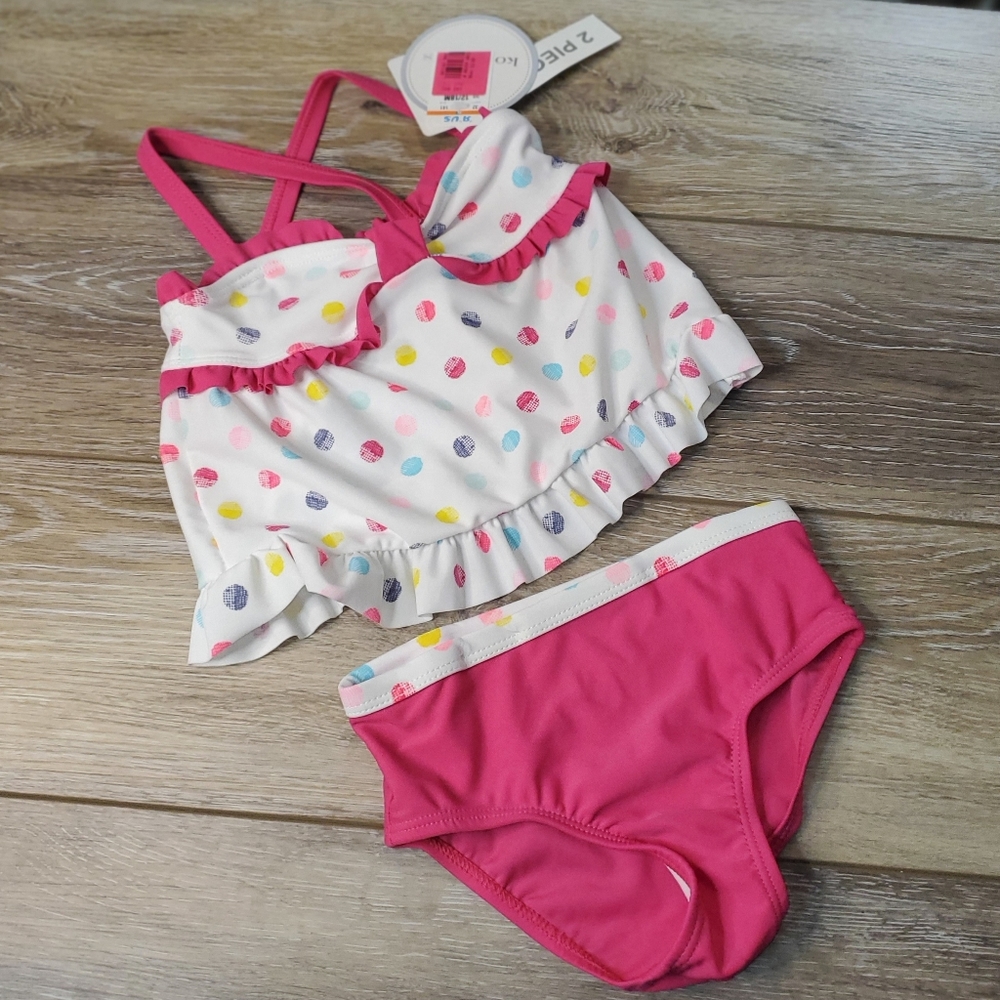 Baby's Koala Kids 2pc. polka dot hot pink and white swimsuit. Multi color 12-18m